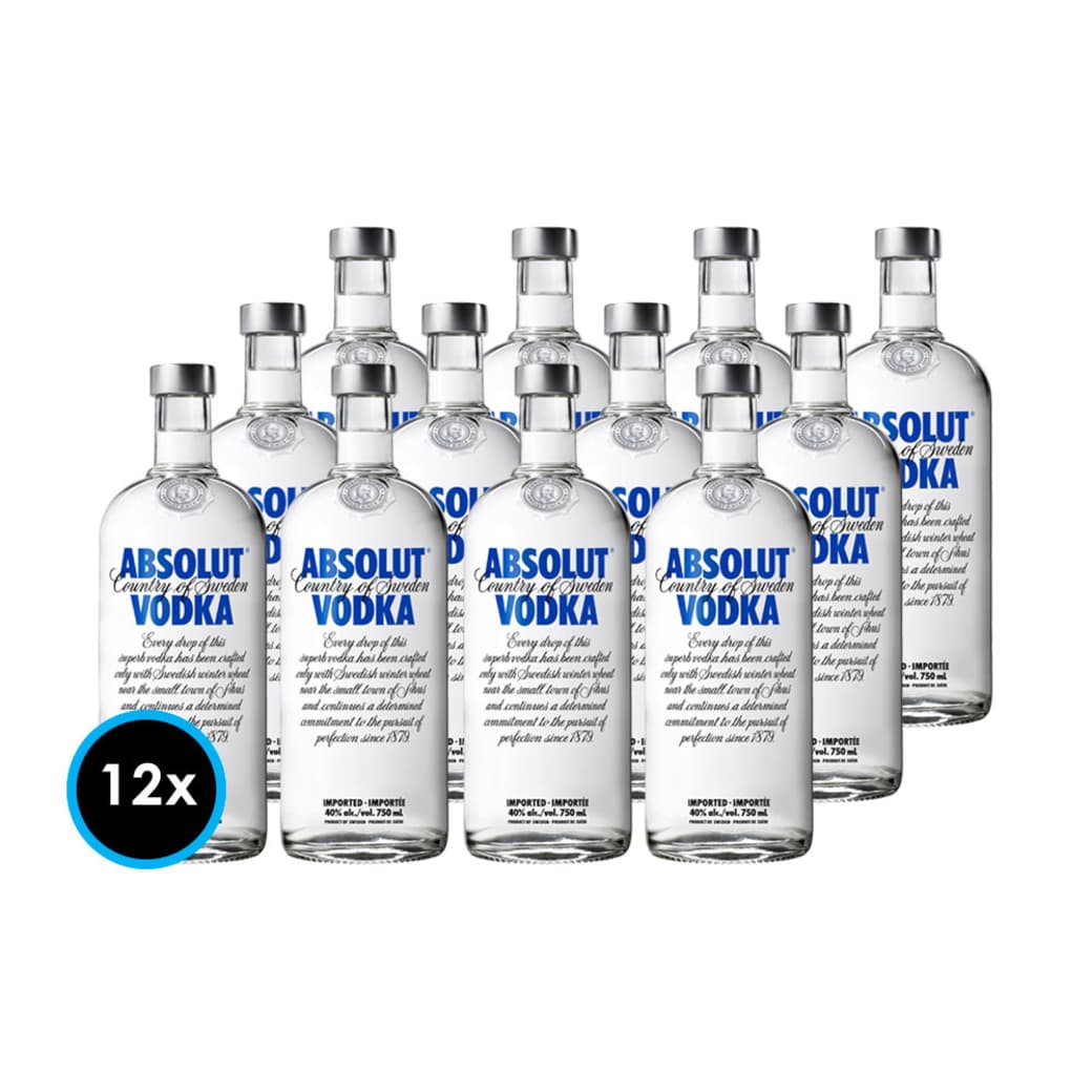 CAJA VODKA ABSOLUT BLUE 750cc: 12x Vodka Absolut Blue 750cc_1
