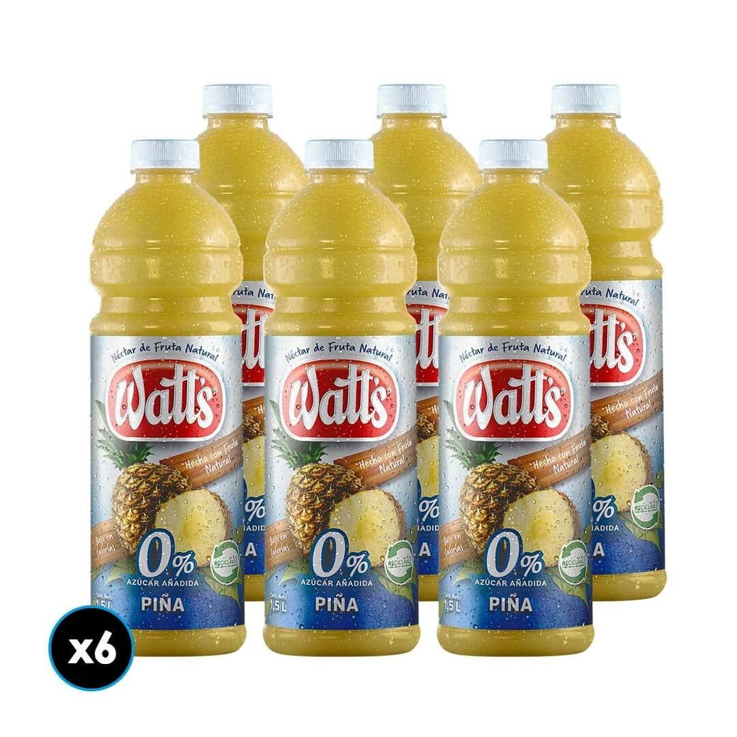 CAJA JUGO WATTS PIÑA: 6x Jugos Watts Piña Light 1,5 Litros _1