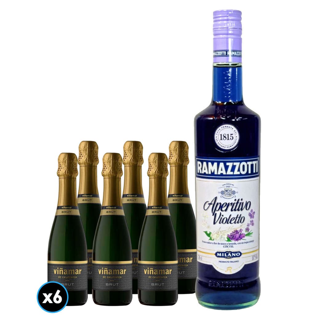 Pack Ramazzotti Viñamar: 6x Viñamar Charmat Brut Botella 375cc + Ramazzotti Violetto_1