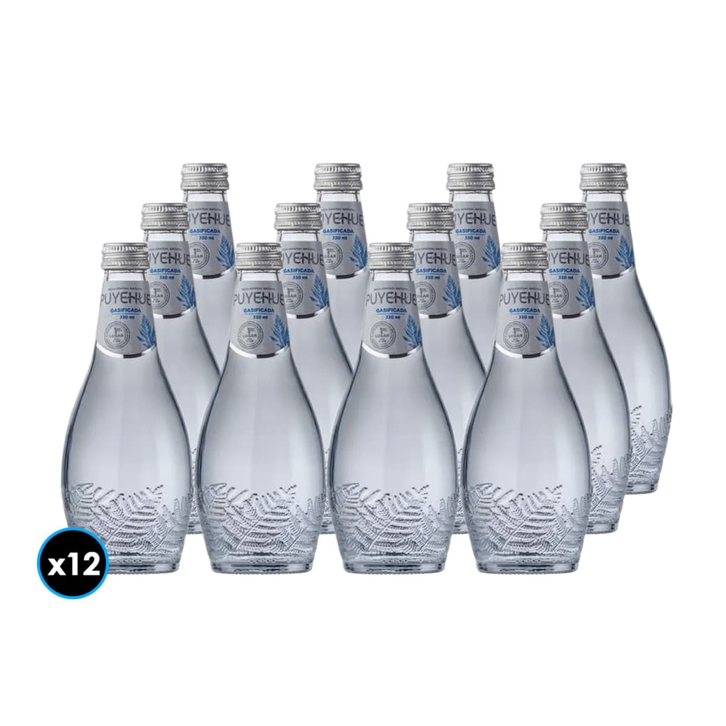 12x Agua Mineral Puyehue Con Gas Botella Vidrio 330cc_1
