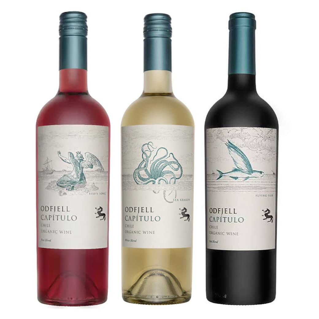 PACK CAPÍTULO: 1x Vino Odfjell Gran Reserva Capítulo Flying Fish (CA/CS/MA/SY) 750cc + 1x Vino Odfjell Capítulo Rosé 750cc + 1x Vino Odfjell Capítulo Ensamblaje Blanco 750cc_1