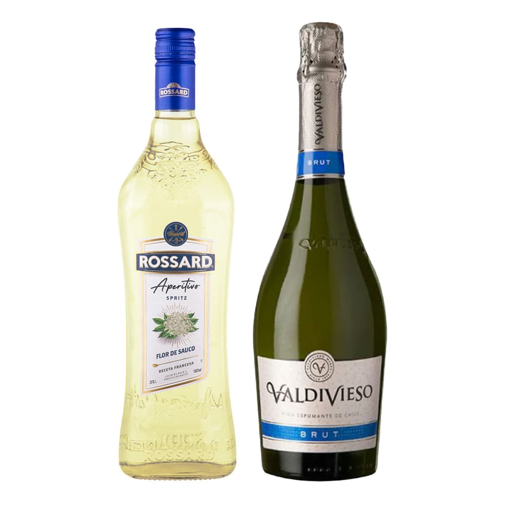 PACK ROSSARD VALDIVIESO Nº3: 1x Licor Aperitivo Rossard Flor de Sauco Spritz 1 Litro 20° alc. + 1x Espumante Valdivieso Brut 750cc_1