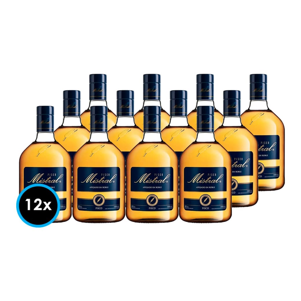CAJA PISCO MISTRAL AÑEJADO: 12x Pisco Mistral Añejado 1 Litro 35º alc._1
