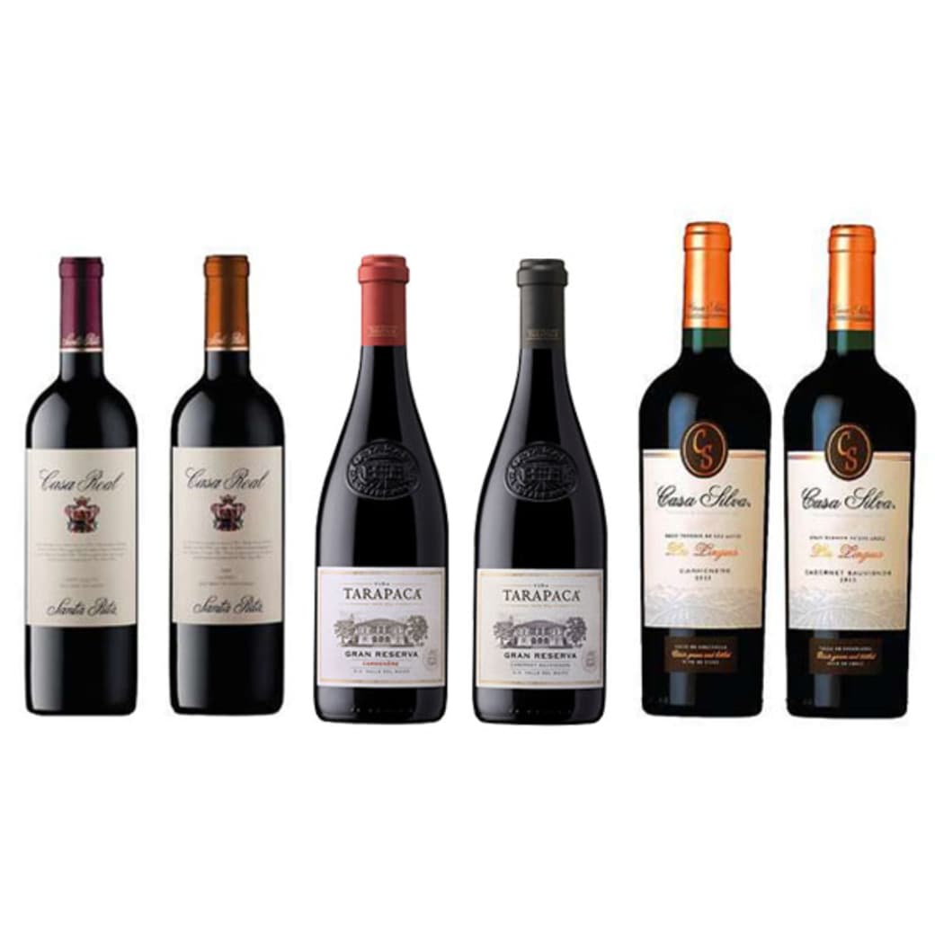 PACK VINOS GRAN RESERVA Nº9: Vinos Casa Real Carmenere y Cabernet + Vinos Tarapacá Gran Reserva Carmenere y Cabernet + Vinos Gran Terroir Casa Silva Carmenere y Cabernet_1