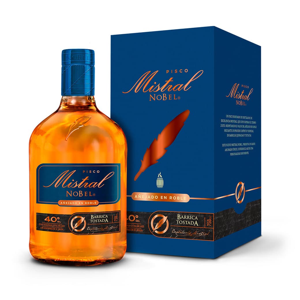Pisco Mistral Nobel Barrica Tostada 750cc 40ºalc._1