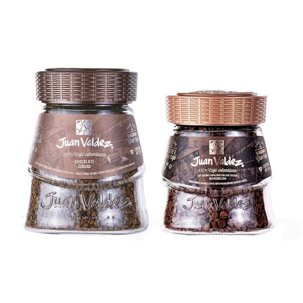 DÚO JUAN VALDEZ N°6: 1x Café Juan Valdez Instantáneo Liofilizado Chocolate 95 grs. + 1x Café Juan Valdez Instantáneo Tradicional Liofilizado 50 grs._1