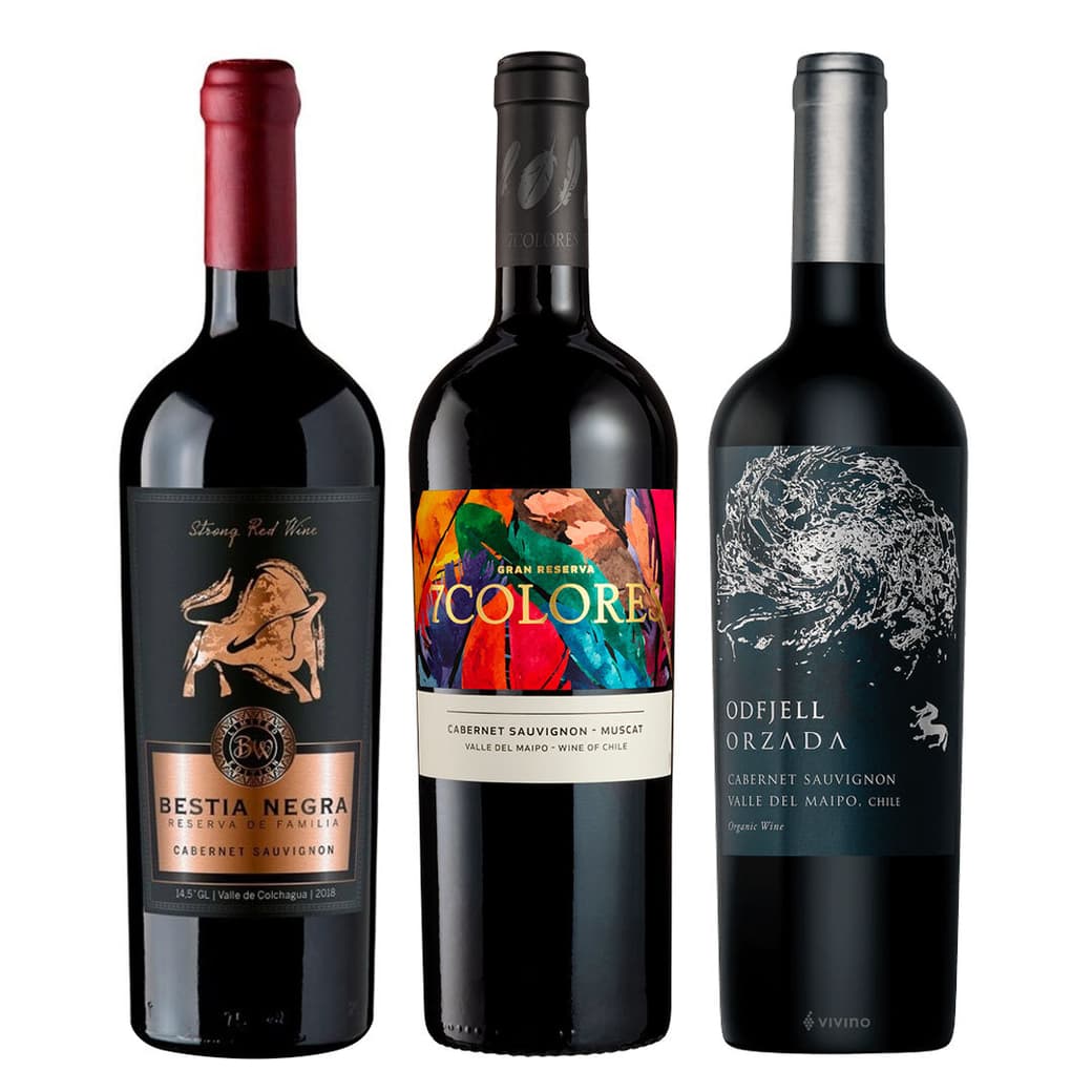 PACK TRIO CABERNET SAUVIGNON: Vino 7 Colores GR CS + Vino Bestia Negra CS + Vino Odfjell Orzada CS_1