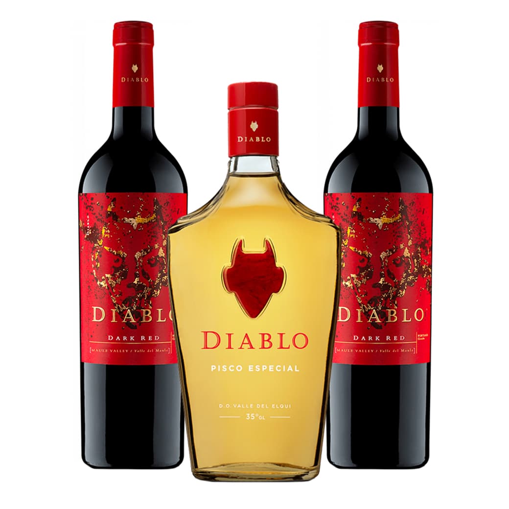 Pisco Diablo 700cc 35ºalc. + 2x Vino Diablo Dark Red 750cc_1