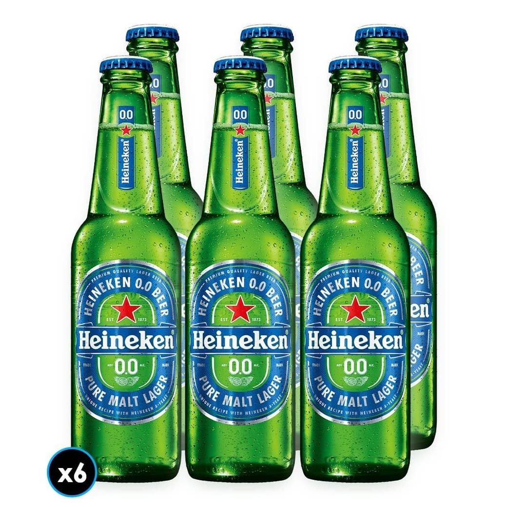 6x Cervezas Heineken 0.0 Sin Alcohol en Botella 330cc_1