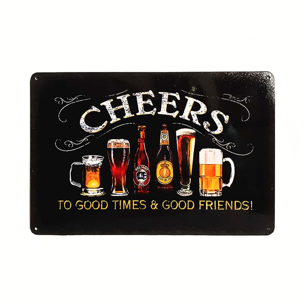 Afiche Cheers To Good Times & Good Friends! Metálico 20 x 30 cm._1