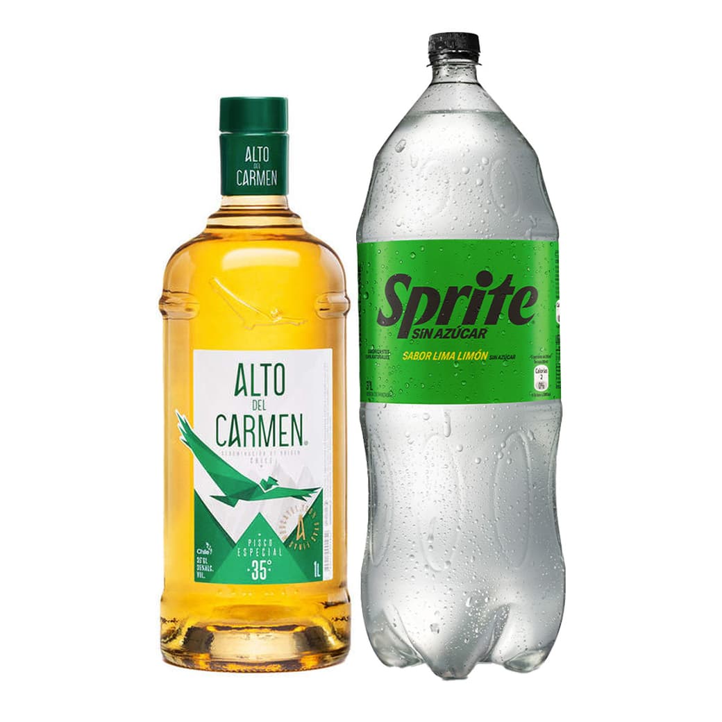 PACK PROMO BLANCA N°1: 1x Pisco Alto del Carmen 35º alc. 1 Litro + 1x Sprite Zero 3 Litros_1