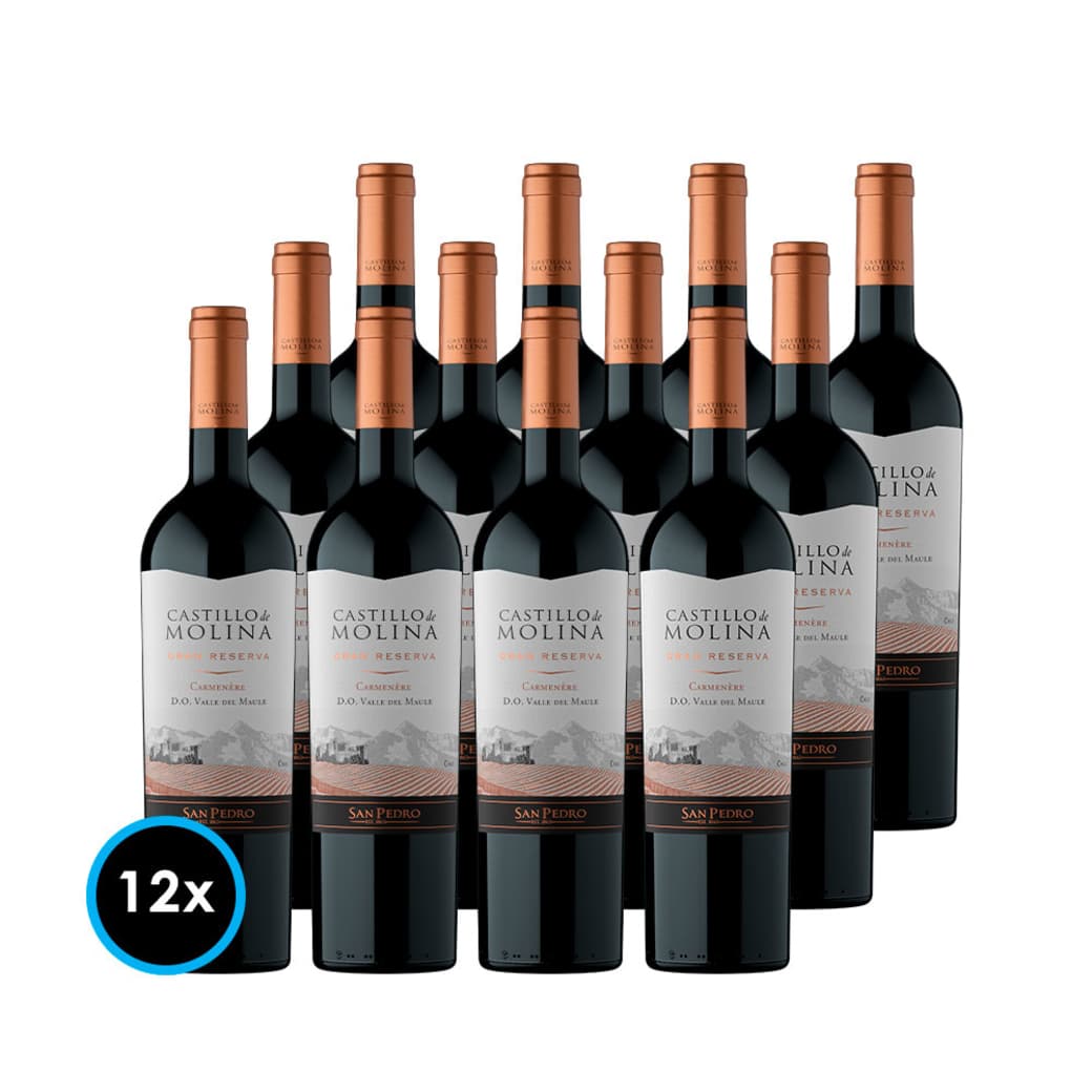 CAJA CASTILLO DE MOLINA (Carmenere): 12x Vino Castillo de Molina Carmenere 750cc_1