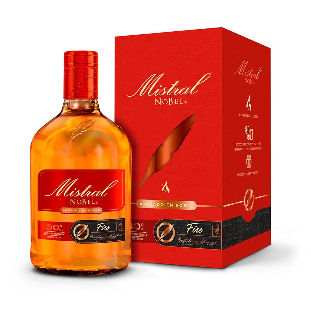 Pisco Mistral Nobel Fire 750cc 30ºalc._1