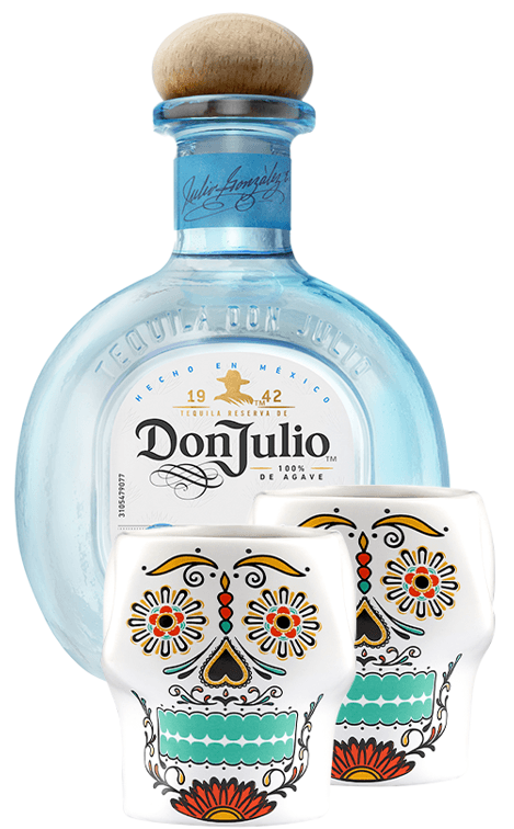 KIT Tequila Don Julio Blanco 100% Agave 750cc 38° alc. + 2 Vaso Catrina_2