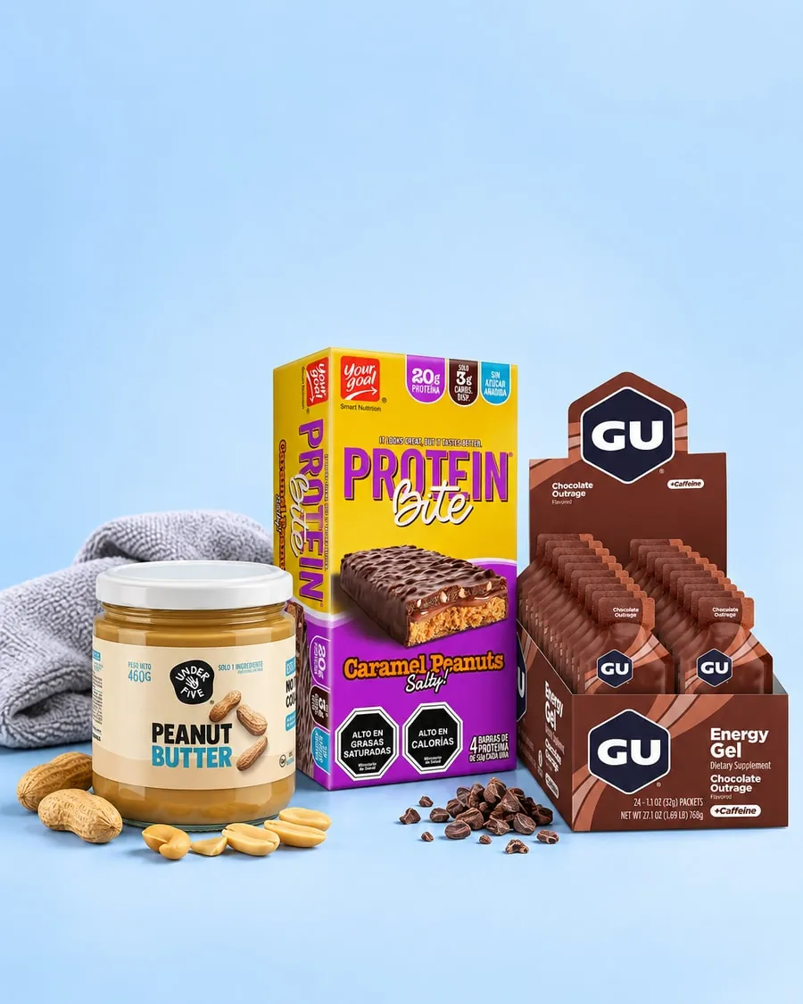 Barras Protein Bite, geles energéticos GU y mantequilla de maní Underfive