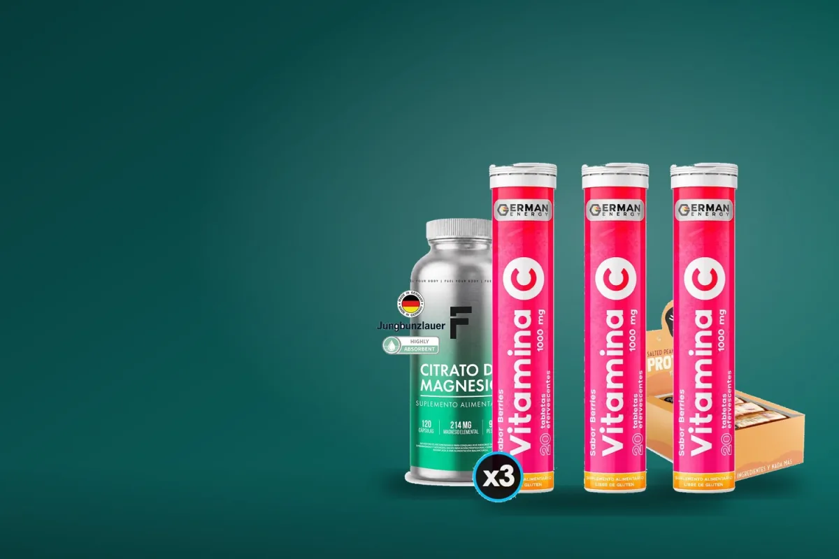 Vitamina C German Energy, citrato de magnesio Fuel Nutrition y barras Underfive